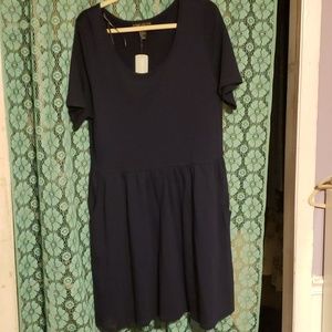Navy Skater Dress W/ Pockets